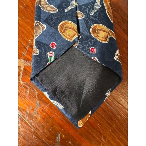 Tabasco Western Wear and Tabasco Bottles Tie OS Blue Western Cowboy Silk - Picture 8 of 16
